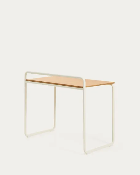 Tinn Письменный стол из ясеневого шпона с бежевой металлической конструкцией, 75 x 45,5