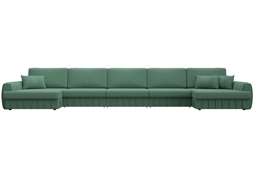 Диван П-образный Лига-057 НПБ МегаЛонг, Амур 11 зеленый, Рогожка, 129354