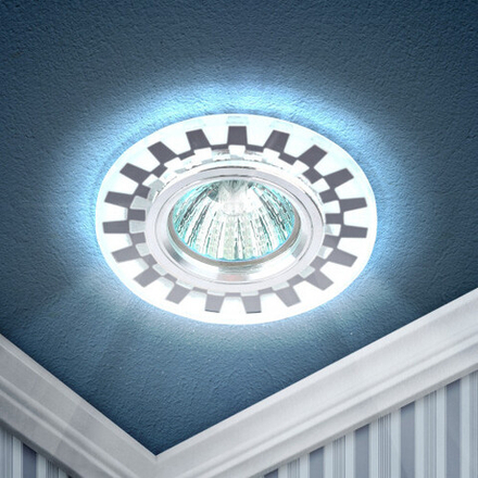 Светильник встраиваемый cо светодиодной подсветкой ЭРА DK LD47 SL под лампу MR16 GU5.3 зеркальный