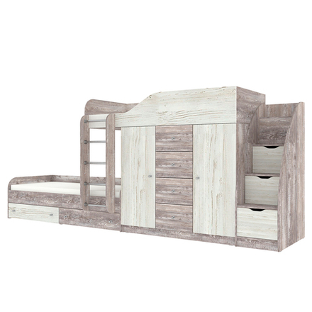 Кровать двухъярусная КарИВи Астра 6 с лестницей Комод КарИВиом Бетон Винтерберг