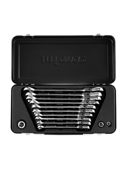 Набор комбинированных шарнирных ключей с трещоткой 13 предметов Inforce, Сталь Cr-V, 10-19мм, 06-05-53