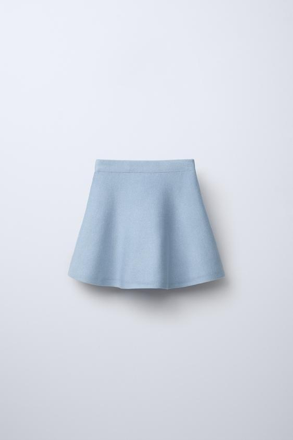 ZARA РАСКЛЕШЕННАЯ ТРИКОТАЖНАЯ ЮБКА, ГОЛУБОЙ