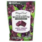 MegaFood, жевательные таблетки с магнием для успокоения и расслабления, виноград, 30 жевательных таблеток в индивидуальной упаковке (125 мг в 1 шт.)