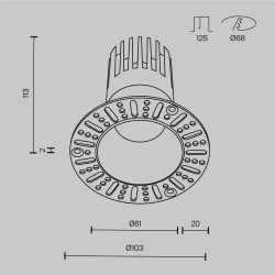 Встраиваемый светильник Technical DL122-15W-3K-TRS-B