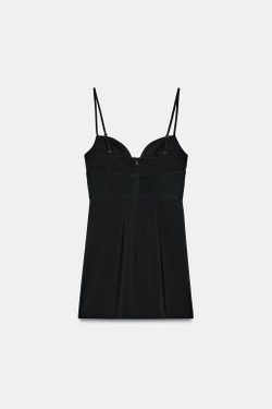 ZARA КОМБИНИРОВАННОЕ ПЛАТЬЕ-КОРСЕТ, ЧЕРНЫЙ