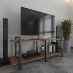Тумба под телевизор напольная в стиле лофт из массива сосны и стали 150–200 см • Доставка по Москве, СПб и городам России