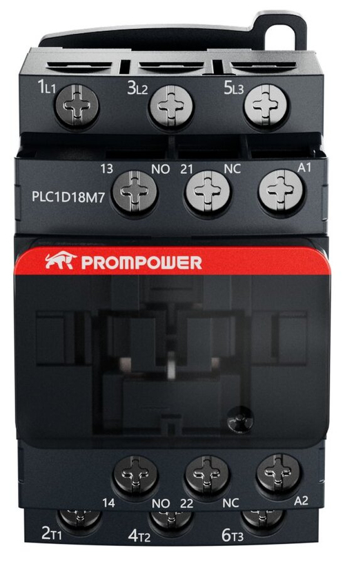 Контактор Prompower PLC1D18M7 серии Pulse, ток 18А, 3 полюса, доп контакт 1НО+1НЗ, катушка 230AC