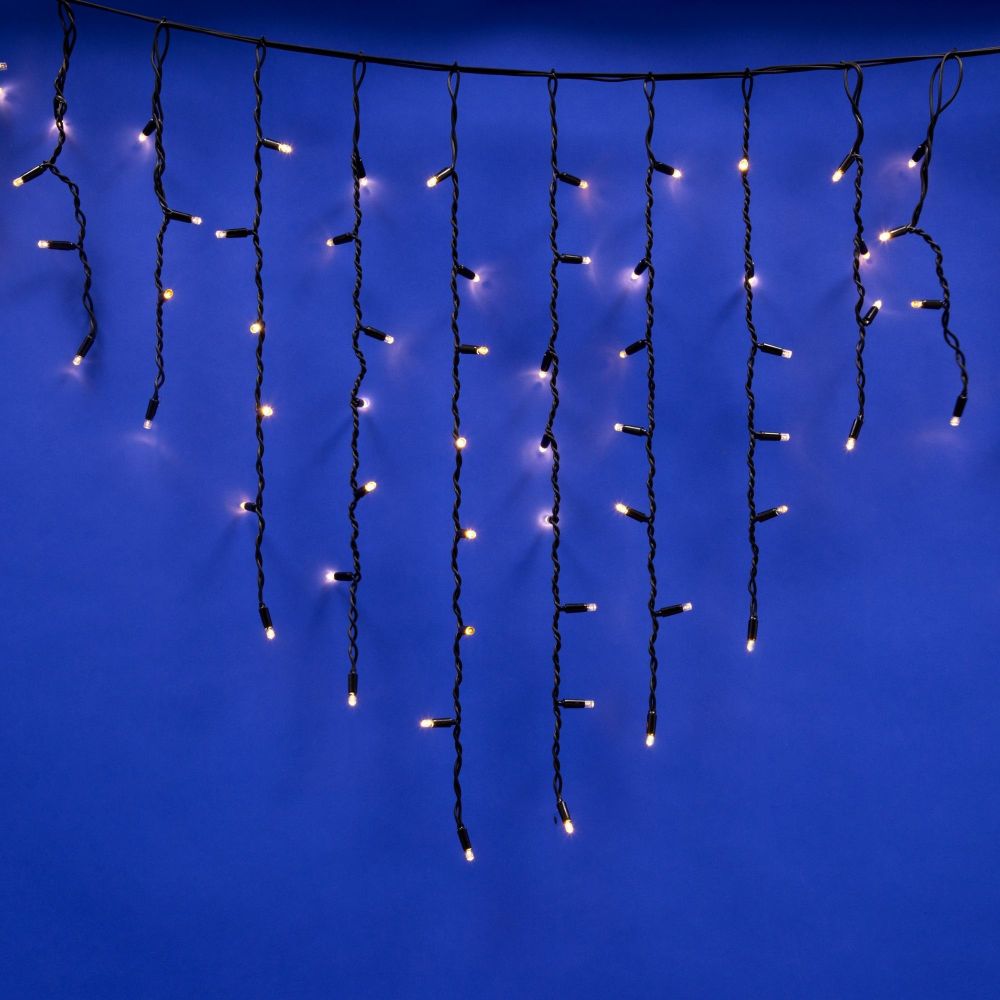 ULD-B3010-200-TBK WARM WHITE IP67 Бахрома светодиодная с эффектом мерцания. 3м. Соединяемая. 200 светодиодов. Теплый белый свет. Провод черный. TM Uniel.