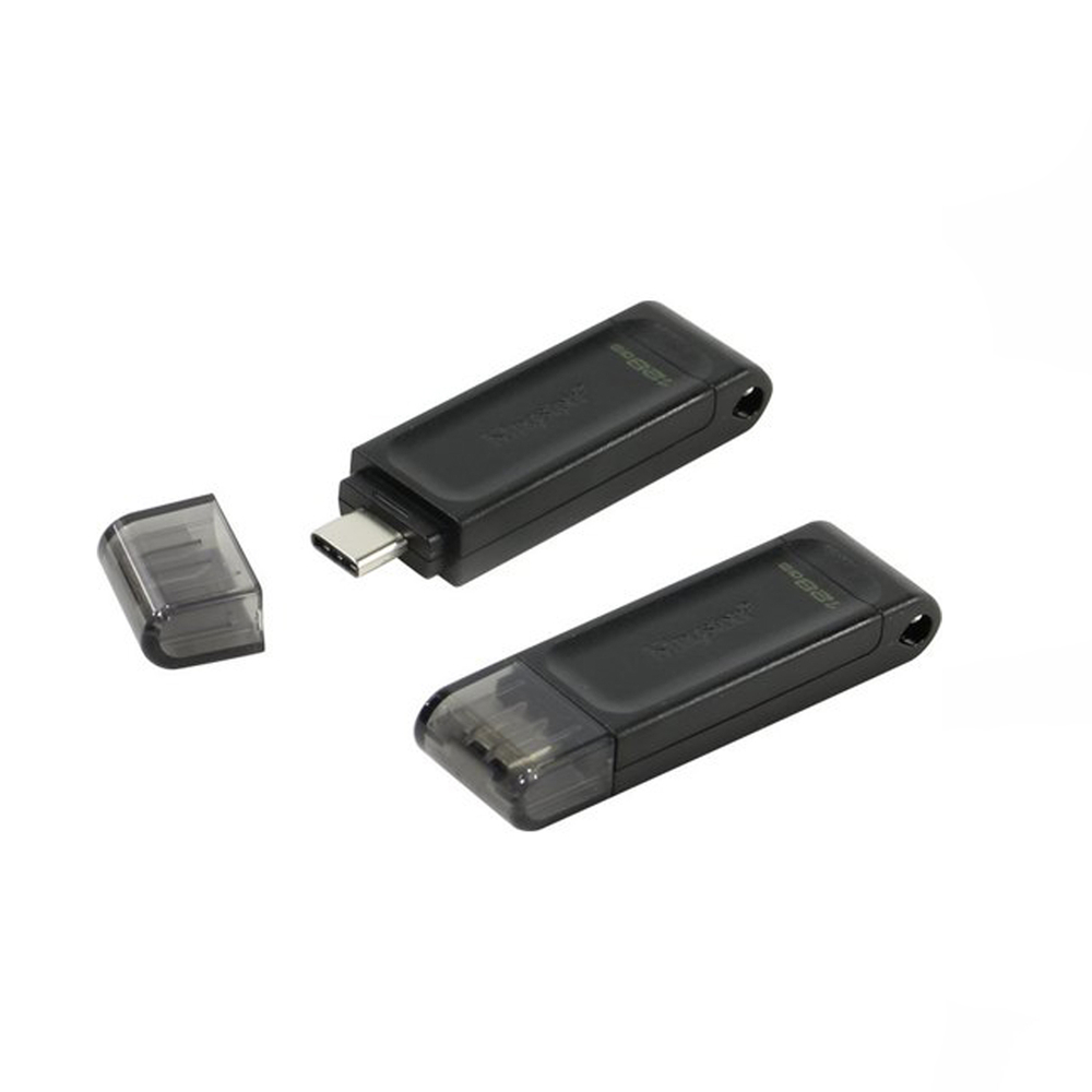 Type-C Флешка 128GB Kingston DT70, USB 3.2, черная