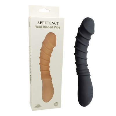Черный вибромассажер Appetency Wild Ribbed Vibe - 21,5 см. (Цвет: черный)