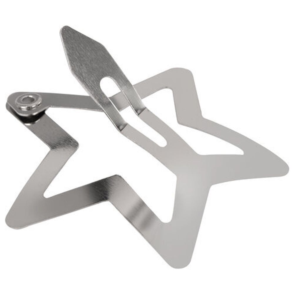 Заколки для волос НАБОР 10 шт., 3,5 см, клик-клак, звездочки, глянцевый, серебристый, MONTE VITA, 457083