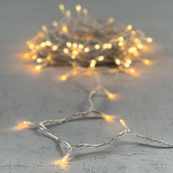 Светодиодная нить 100 экстра теплых белых LED ламп, 10 м., 24В., прозрачный провод ПВХ, LTC (PST100-10-1EWW)