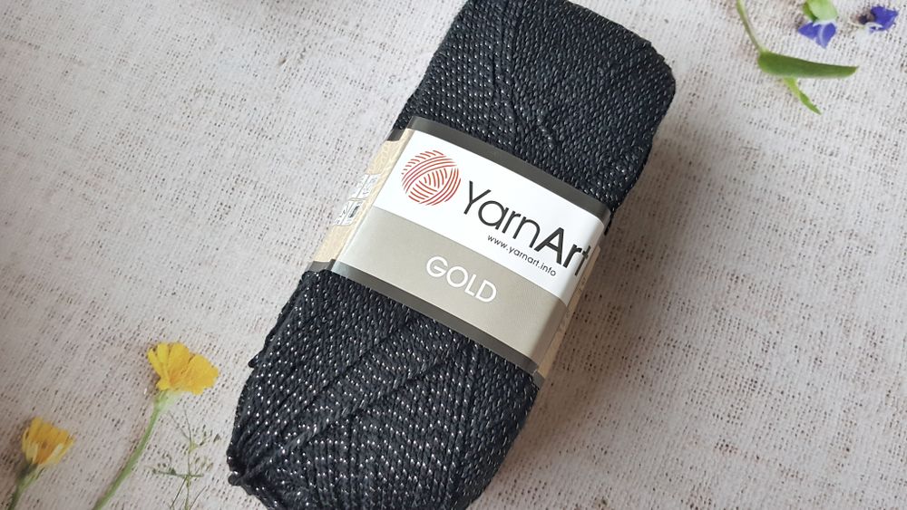 Пряжа YarnАrt &quot;Gold&quot; 13284 черный с серебром
