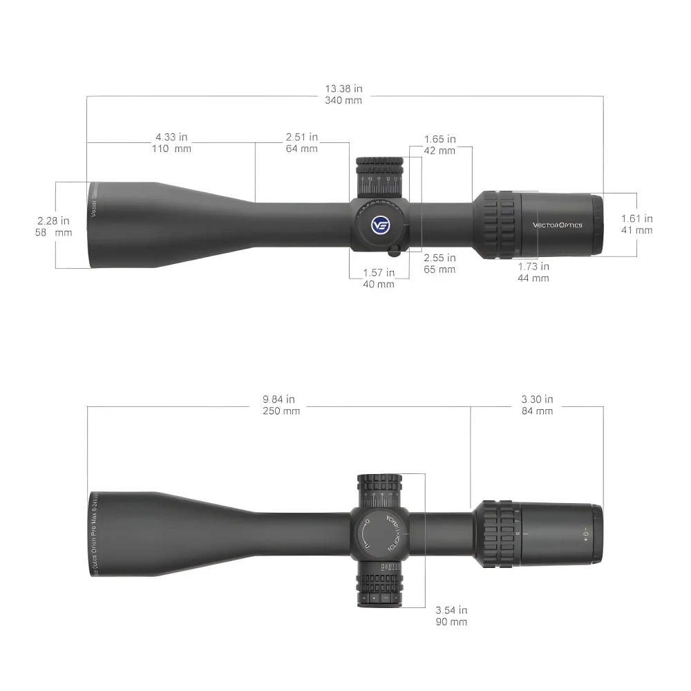 Оптический прицел Vector Optics ORION PRO MAX 6-24x50 HD FFP MOA (SCFF-44) схема размеров
