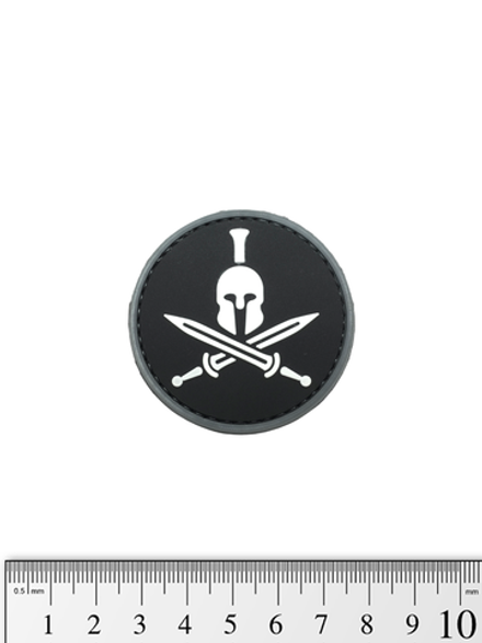 Шеврон Спартанец круг PVC 5 см. Чёрный