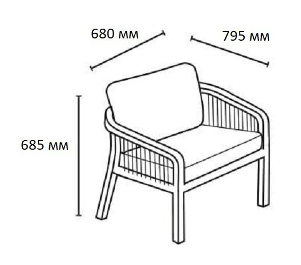 Кресло деревянное с подушками Tagliamento Ravona KD, натуральный, бежевый