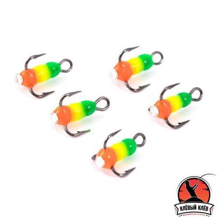 Крючок-тройник ЯМАН "Светофор" с глазком, размер 18 (INT), цв. флуоресцентный