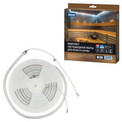 ULS-N40-2835-120LED-m-16mm-IP68-DC24V-10W-m-5M-6500K NEON SET01 Комплект светодиодной ленты для бань и саун. до +100С. катушка 5м. Дневной свет 6500К. Крепление в-к. TM Uniel