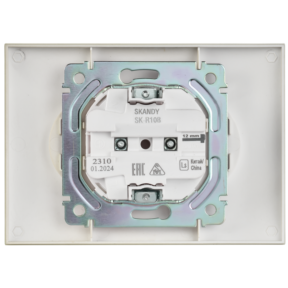SKANDY Розетка 2-местная без заземления без защитных шторок 10А в сборе SK-R10B бежевый IEK