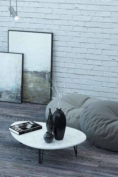 Стол журнальный Дадли белый бетон/чёрный