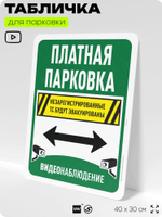 Табличка для парковки "Платная парковка", для дома, офиса, организаций, 40х30 см, Silver Plane x Айдентика Технолоджи