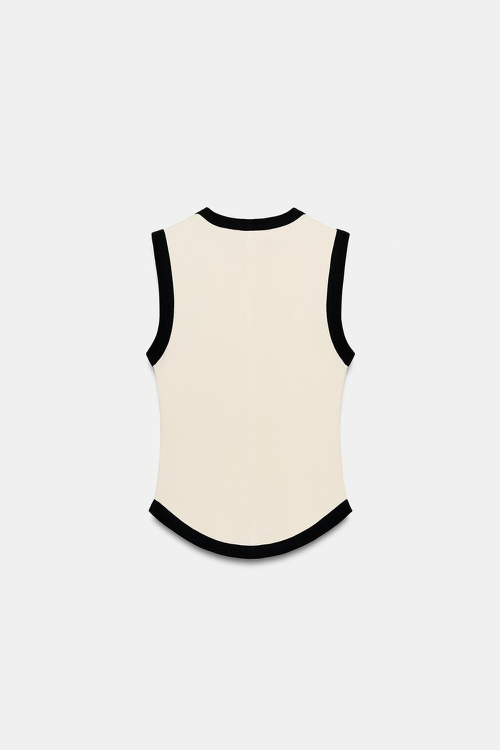 ZARA ФУТБОЛКА С КОНТРАСТНЫМИ ПОЛОСАМИ, ЖЕЛТОВАТО-БЕЛЫЙ