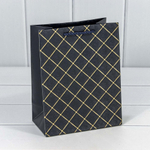 Пакет подарочный 18х23х10см Фигуры и узоры "Ромб" (Синий)