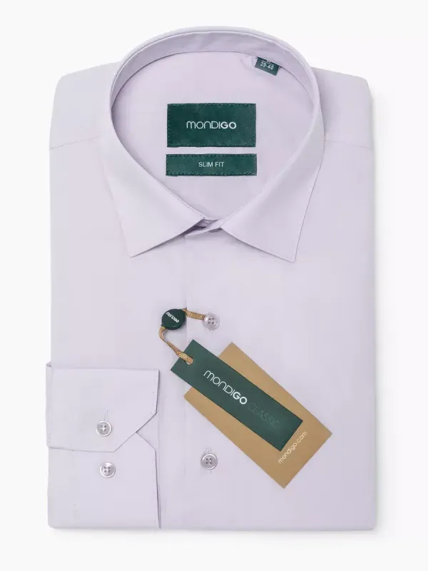 Рубашка приталенная SLIM FIT с длинным рукавом, перламутровая