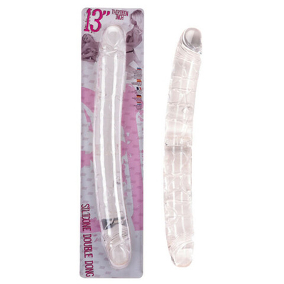 Двусторонний прозрачный фаллоимитатор Silicone Double Dong 13''(33 см, прозрачный ) (Цвет: прозрачный)