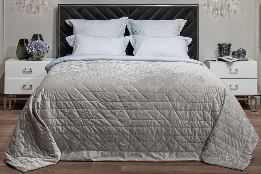 Покрывало 260x260 Garda Decor Silky Ромбо со стежкой бархатное