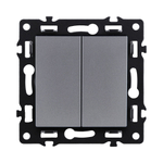 Выключатель кнопочный 2-клавишный 10А/250В, серый Kollinger Asthetik AS-025GY