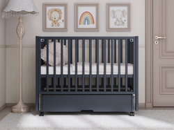Детская кроватка Incanto Hollie (графит) универсальный маятник, колеса, ящик, автостенка