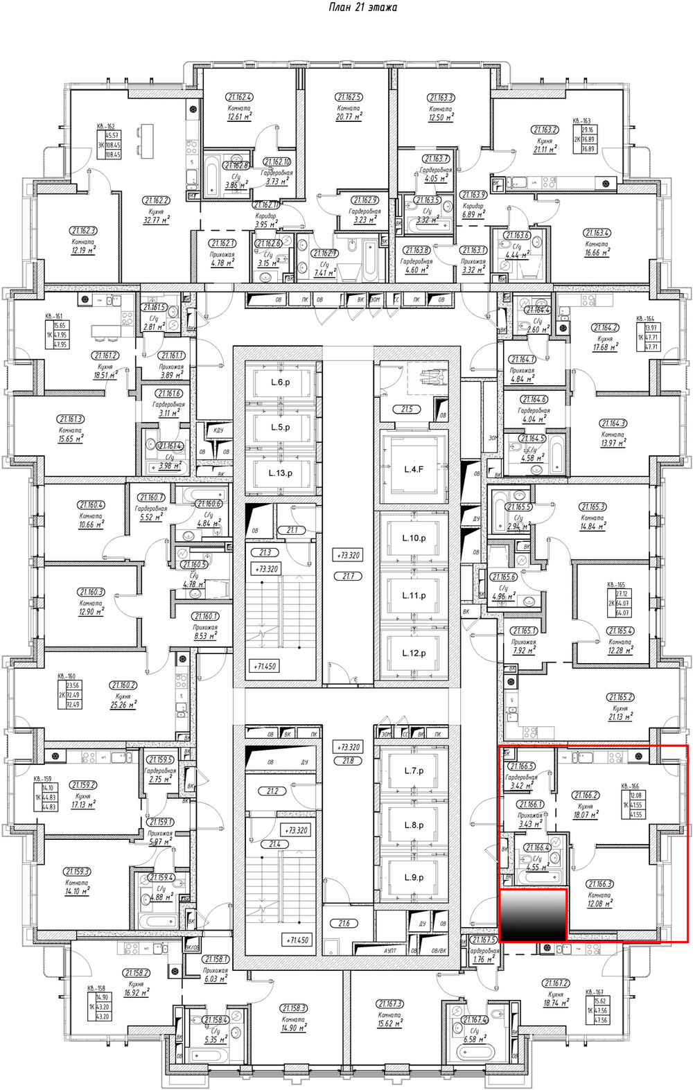 1-я квартира в небоскребе Five Towers (The five) по адресу: г. Москва, ЮАО, Донской 5-й пр., вл.21, корп.6
