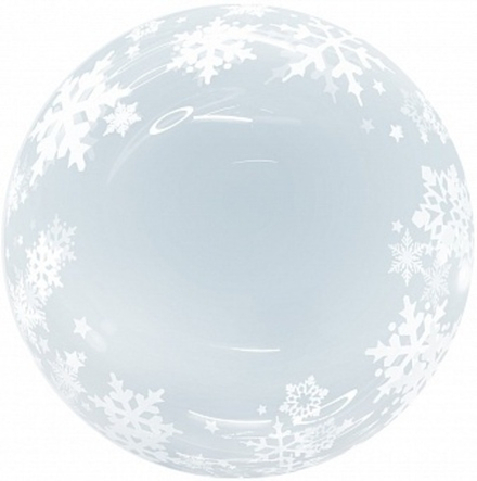 К 18'' Сфера 3D Deco Bubble Белые снежинки Прозрачный