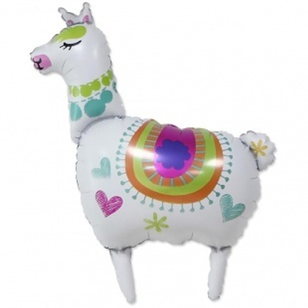 Шар (36""/91 см) Фигура, Лама Альпака, Белый, 1 шт. Б050