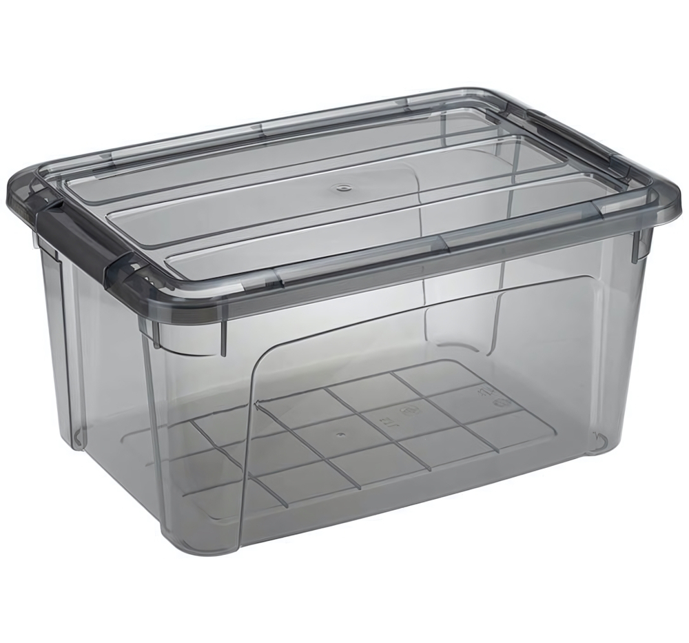 Ящик для хранения с замками КИП 5,7 л 300x200x150 чёрный прозрачный