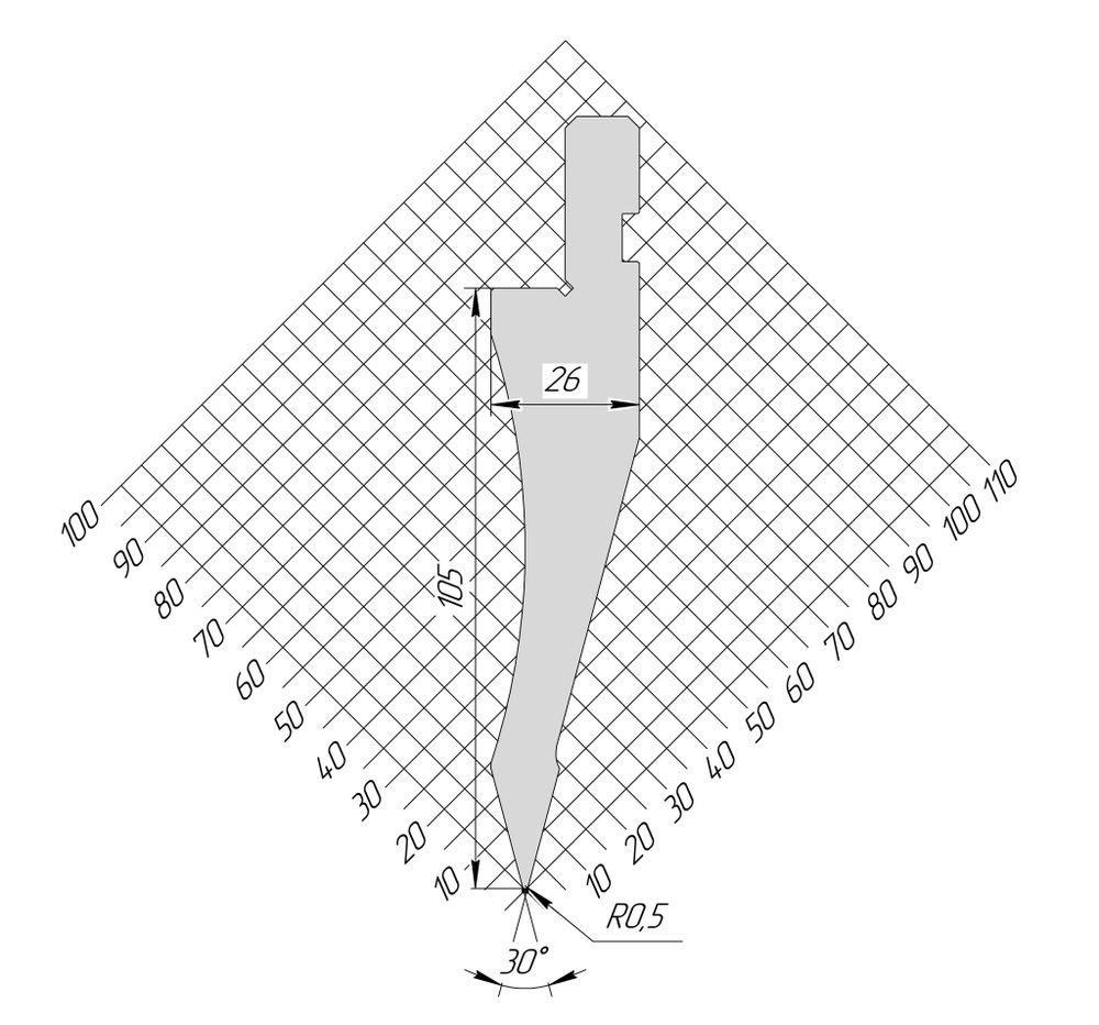 Пуансон AP 1055 30° H105 R0,5