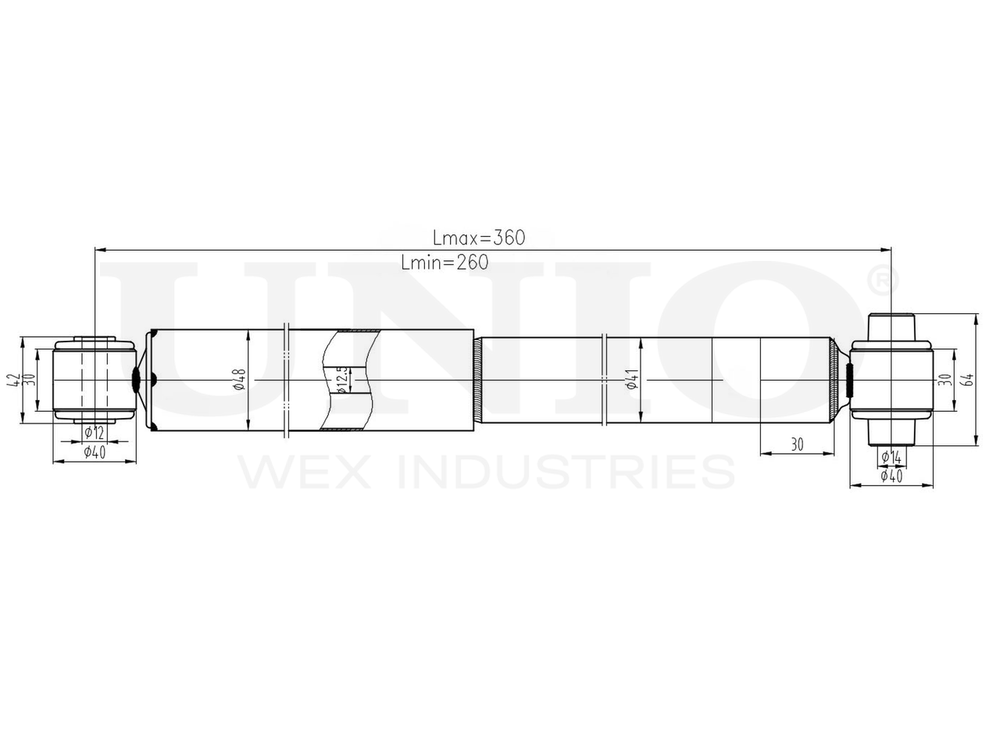 Амортизатор газовый задней подвески UNIO SAB-10723
