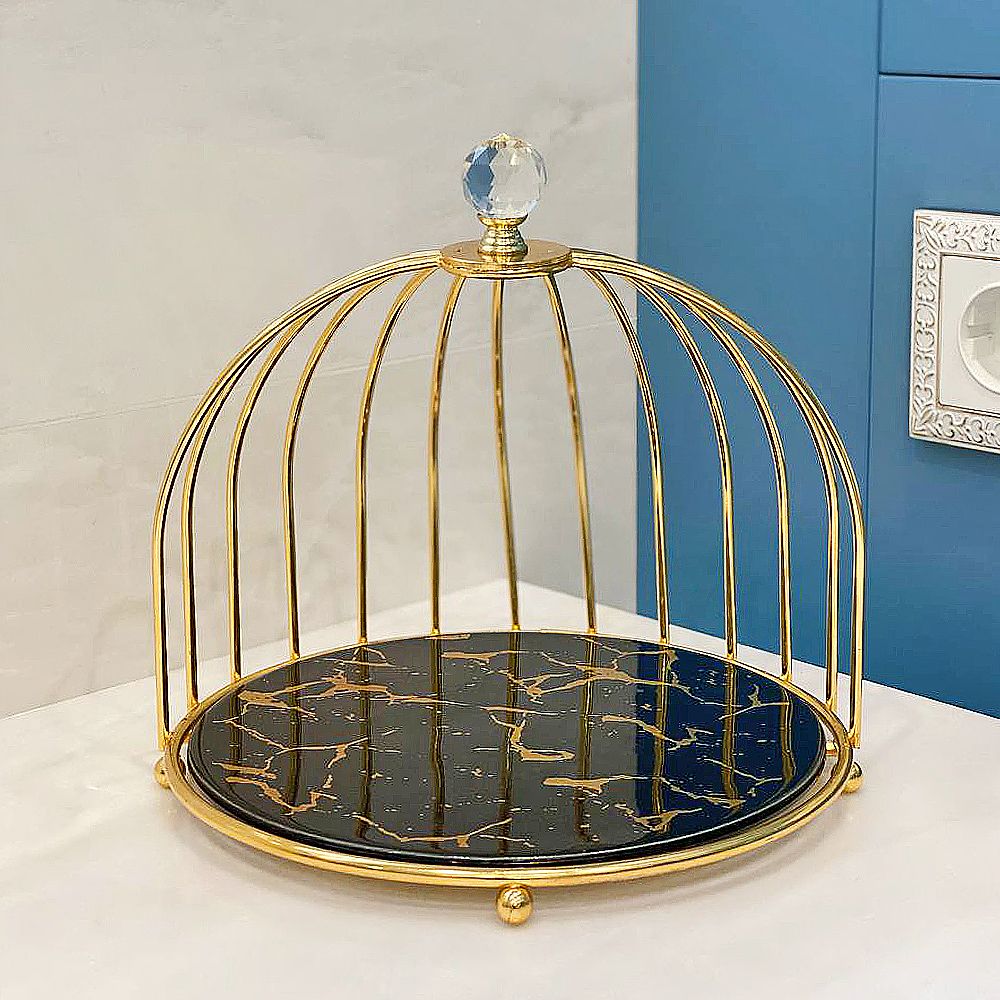 Блюдо сервировочное "Черный мрамор" 21,5*21,5*20см. (подарочная упаковка)