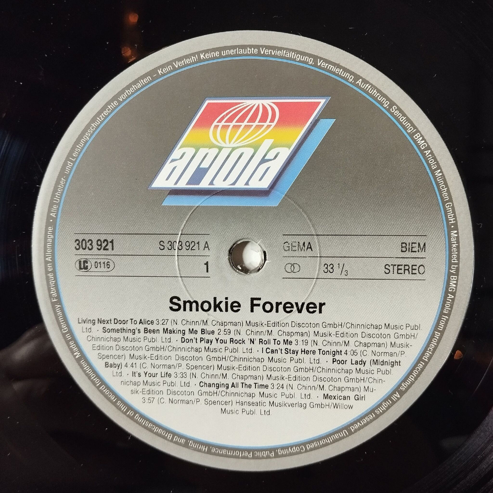 Винтажная виниловая пластинка LP Smokie Смоки Forever (Germany 1990) Stumblin In