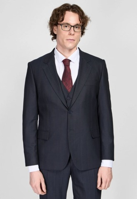 Мужской костюм тройка в полоску (синий) В77