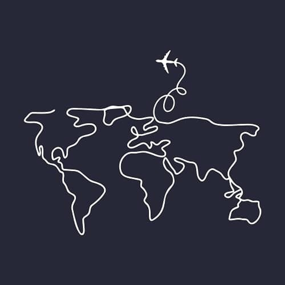 принт PewPewCat с самолетом и картой мира темно-синий