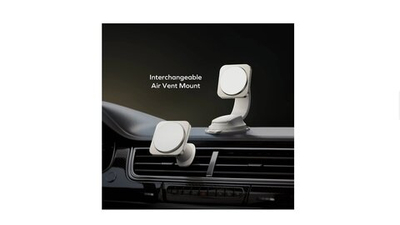 Держатель с беспроводной зарядкой MOMAX Q2. Mag 2-in-1 Magnetic Wireless Charging Car Mount Qi2/15W, Natural Titanium