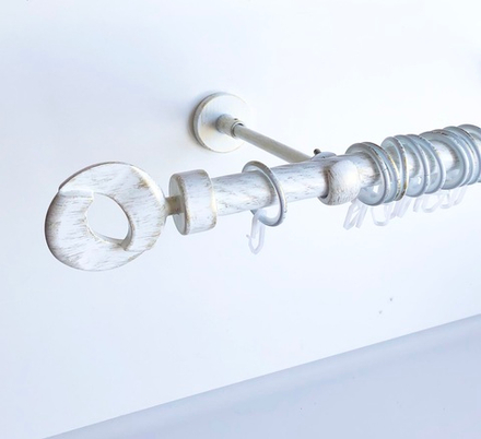 Карниз кованый витой для штор "Мебиус" d20 мм однорядный, цвет белое золото