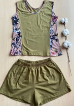 Пижама с шортами КН-058Х/болотный-капучинохризантема