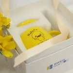 Керамическая кружка с крышкой и ложкой, 9,8*8 см, розовый/желтый, 410 мл