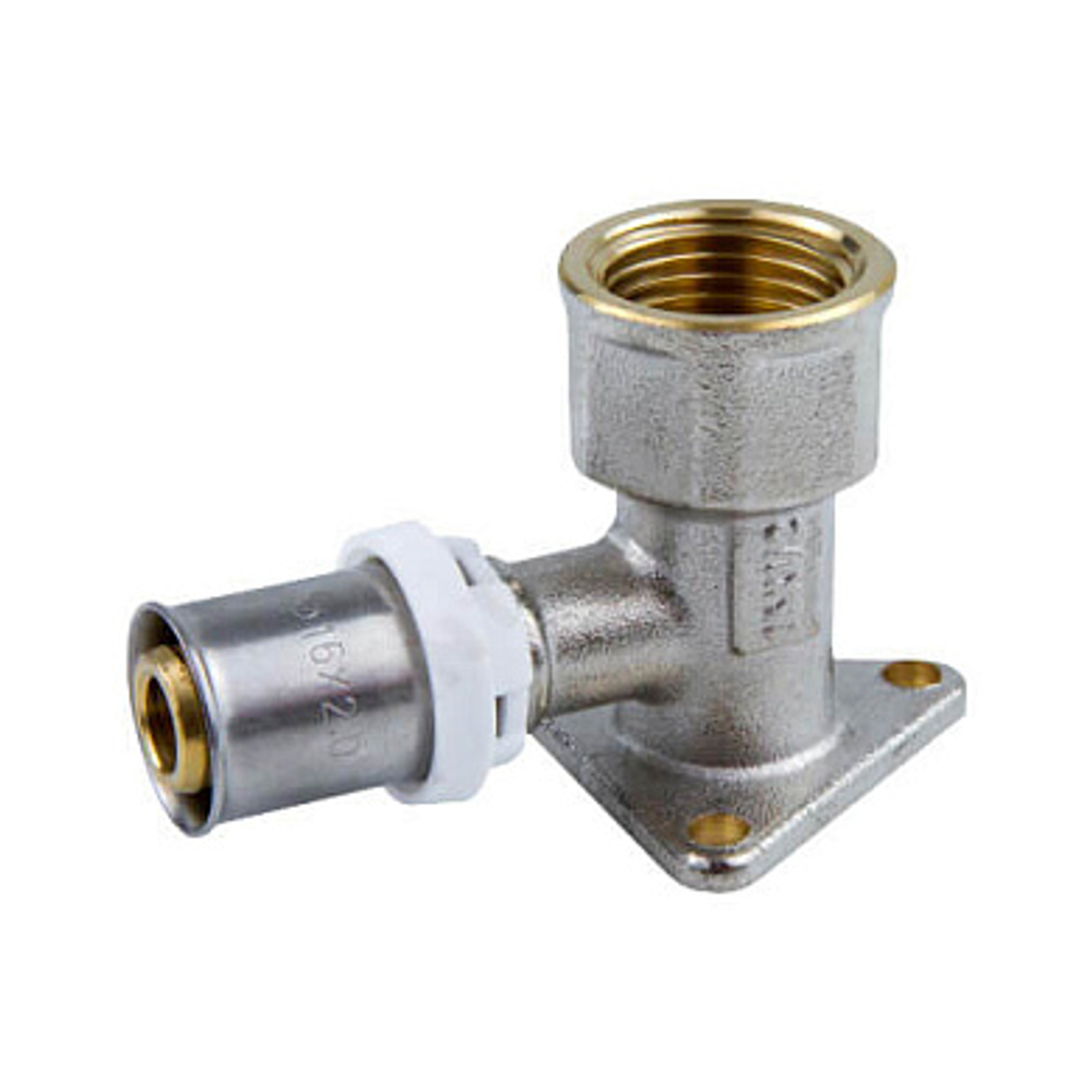 Угол пресс-фитинг никел. с крепл. ф16*1/2" вн.