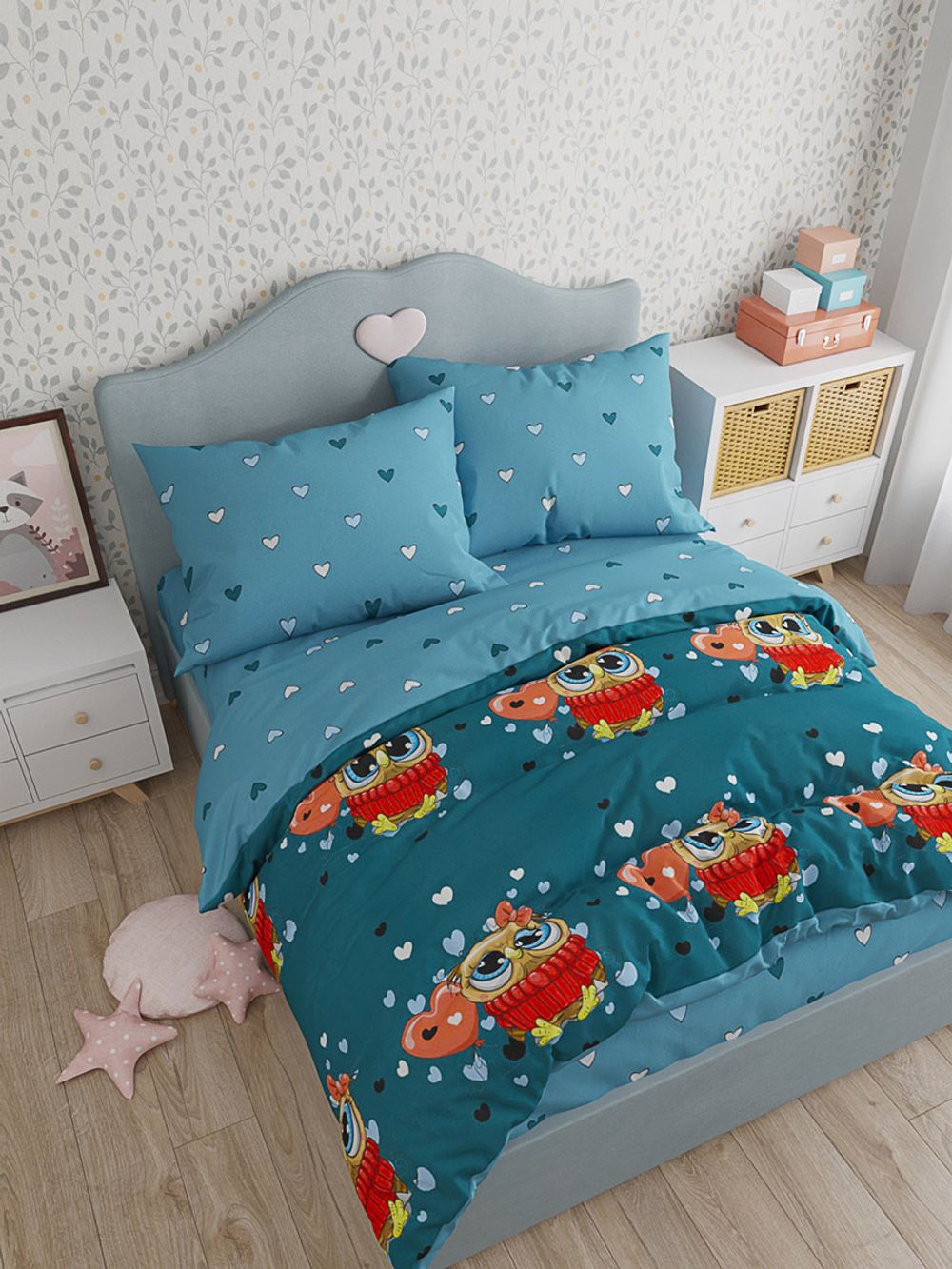 Пододеяльник поплин Сказка "Джули/Джули (компаньон)" 1,5-спальный на молнии 145x215 см