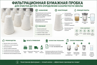 Бумажная фильтрационная пробка для определения сахаристости свёклы