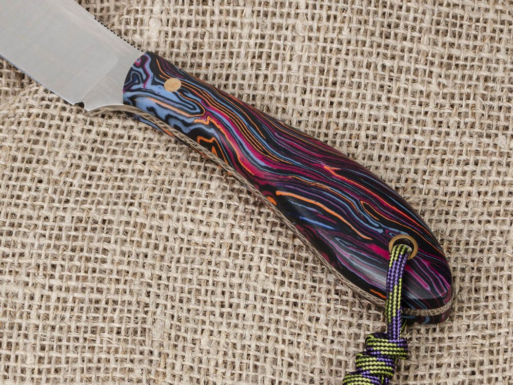 Нож для бушкрафта "Канадец XL", сталь VG-10/Elmax, рукоять микарта (фиолетовая)